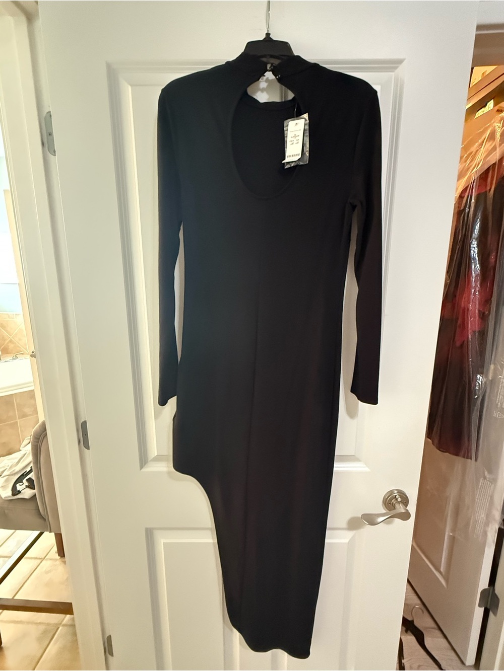 Bebe mock neck asym dress size medium nwt